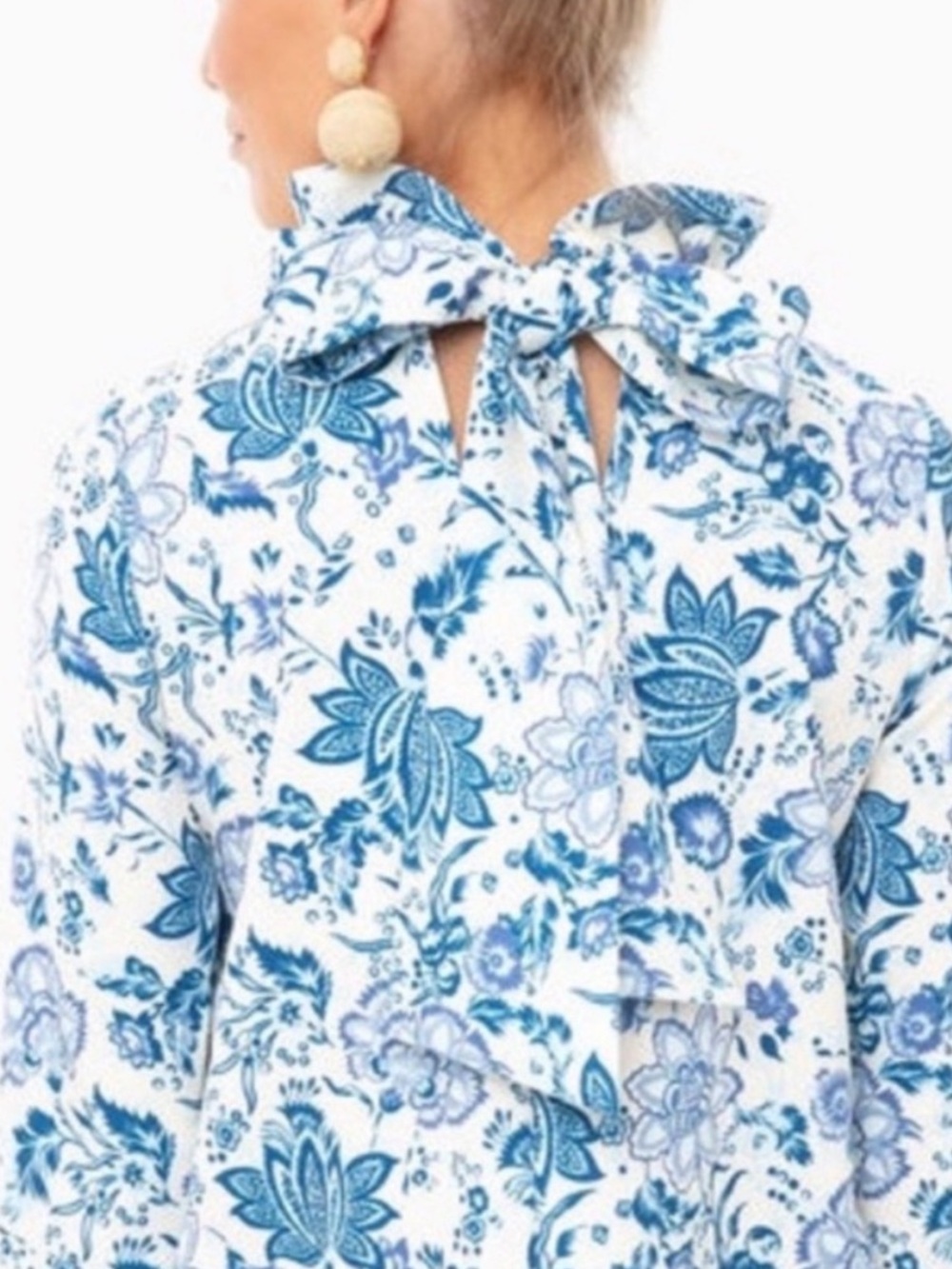 Tuckernuck Dress Daphne Ruffle Neck in Chintz Blue Floral - Picture 4 of 7